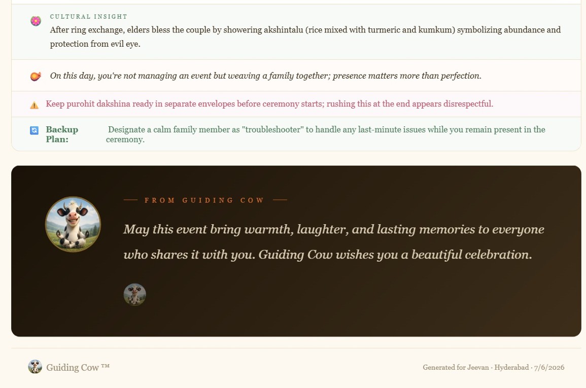 Guiding Cow closing message