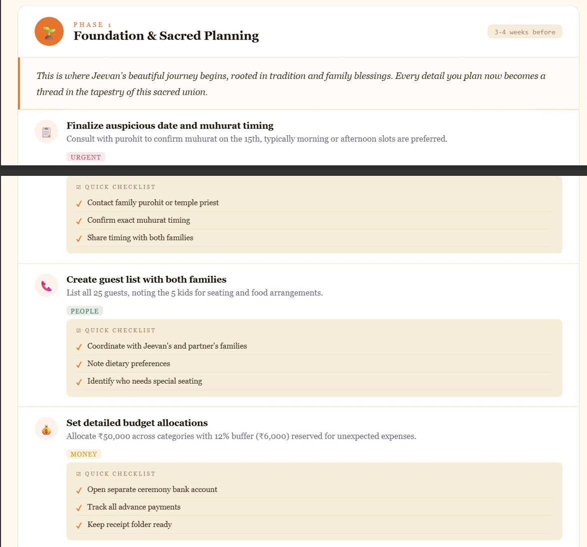 Guiding Cow actionable checklists